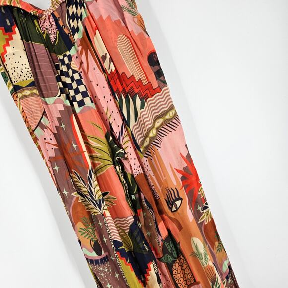 Farm Rio Mystic City Pajama Pants Multicolor Relaxed Fit Wide Leg Pull On Sz XS - Picture 7 of 8